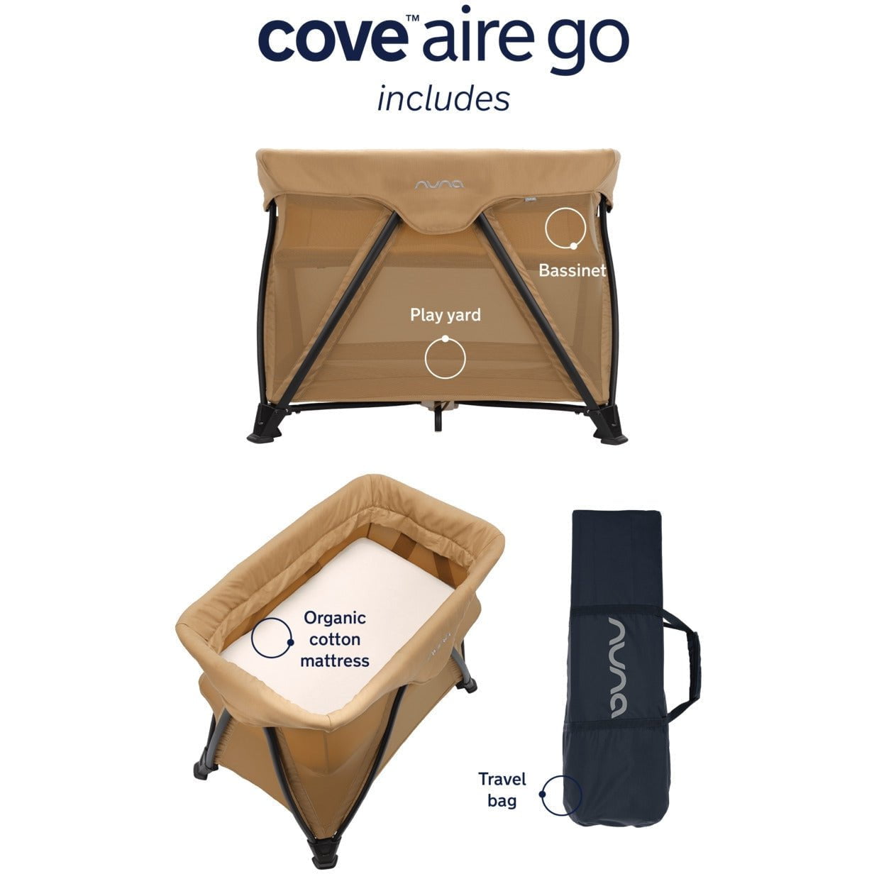 NUNA Playpens Nuna Cove Aire Go Playard + Bassinet