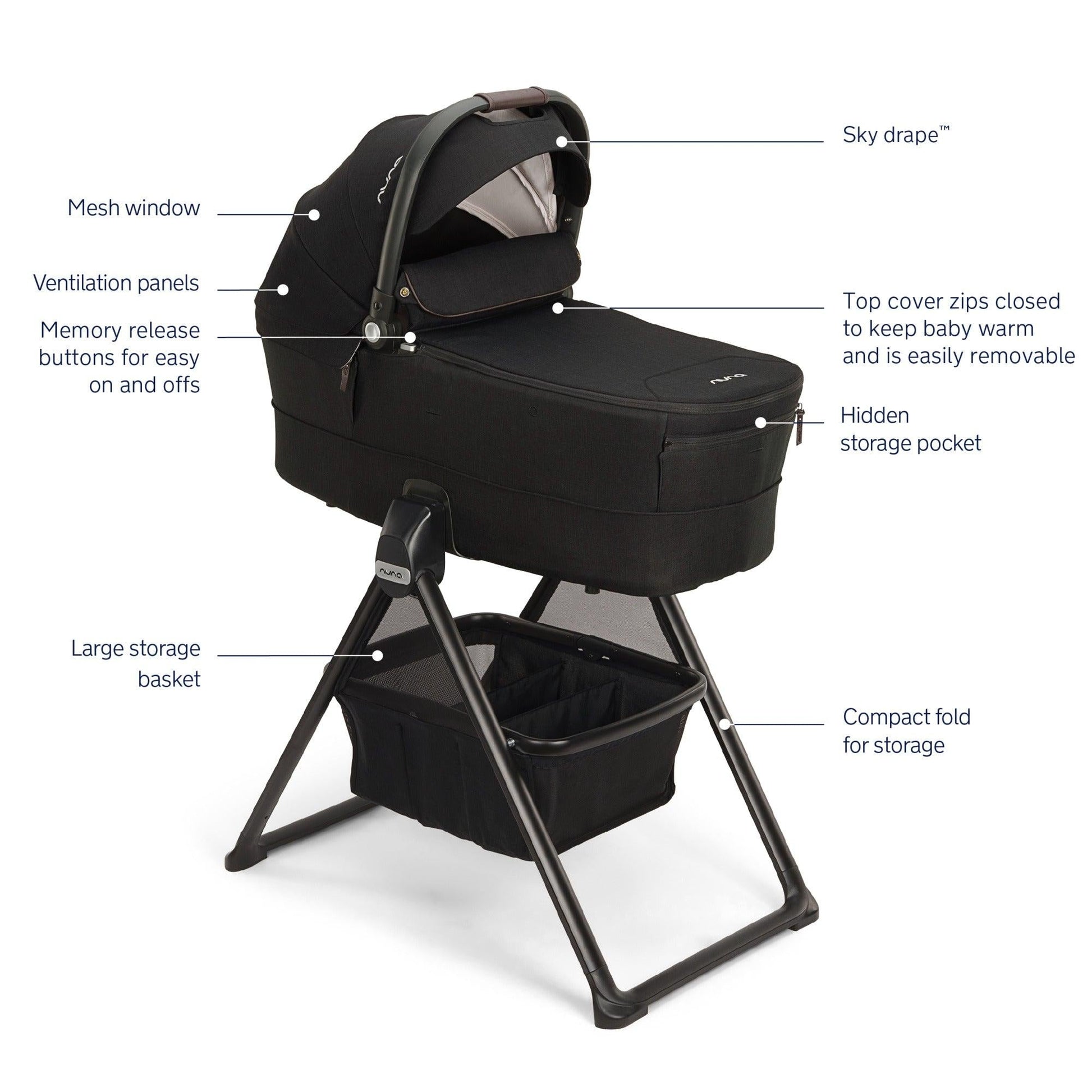 Nuna Stroller Accessories Caviar/Chocolate Nuna MIXX Series Bassinet + Stand