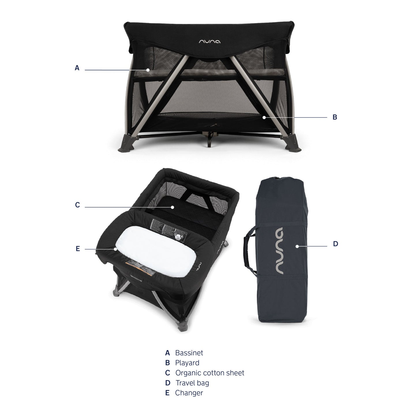 Nuna Playpens Nuna SENA Aire Playard with Zip-Off Bassinet + Changer