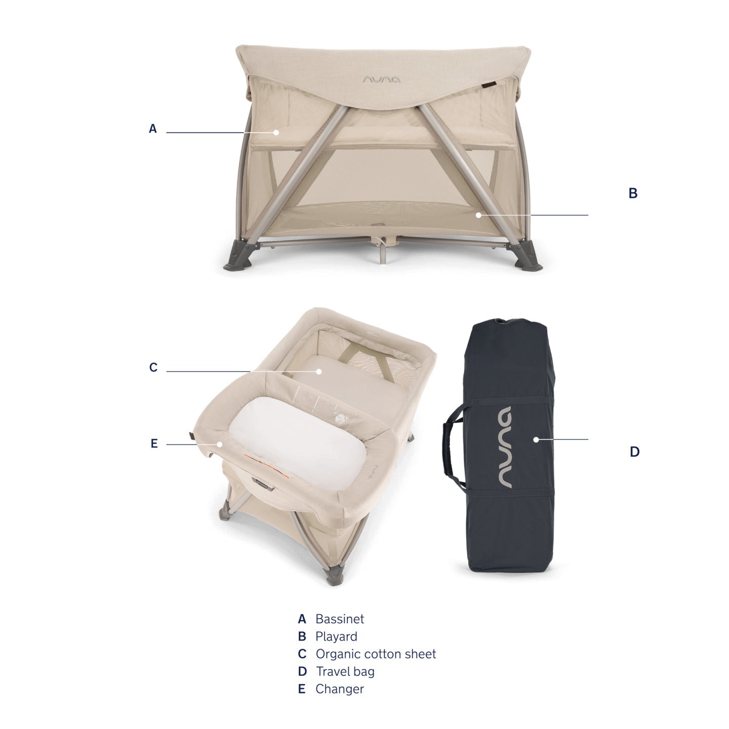 Nuna Playpens Nuna SENA Aire Playard with Zip-Off Bassinet + Changer