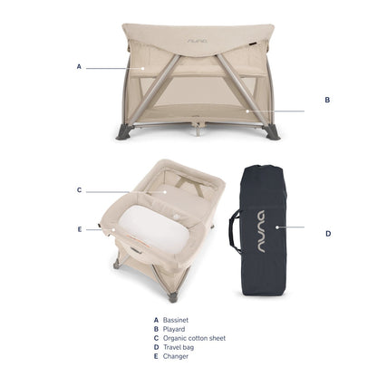 NUNA Playpens Granite Nuna Sena Aire Playard with Zip-Off Bassinet + Changer