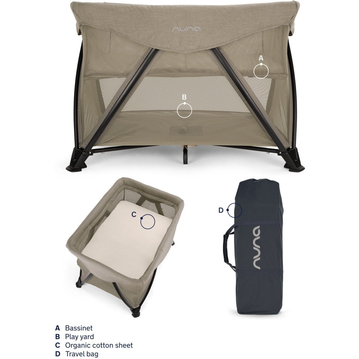 NUNA Playpens Nuna SENA Aire Playard with Zip-Off Bassinet