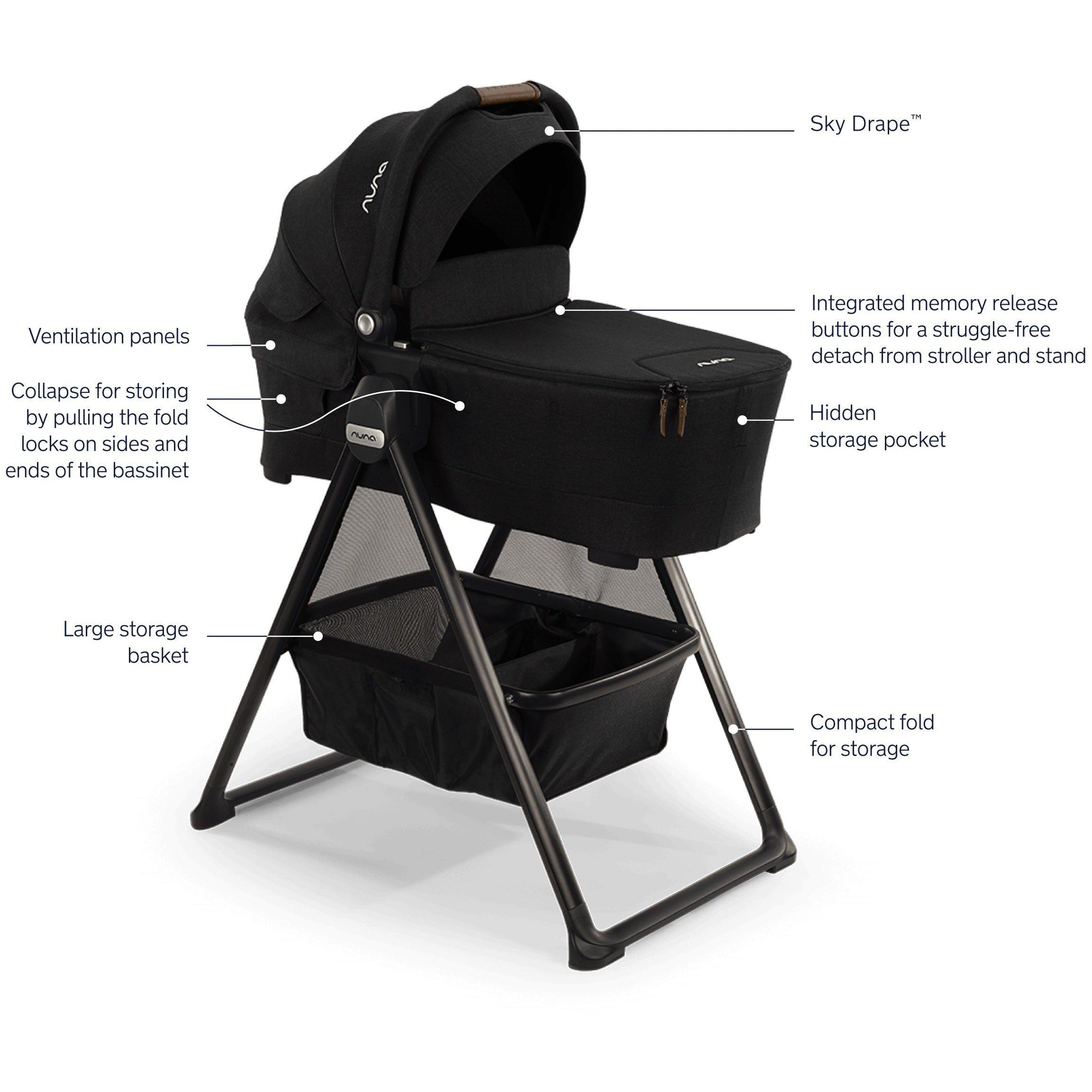 Nuna Accessories Caviar Nuna SWIV & TRIV Bassinet + Stand