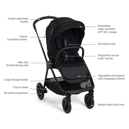 Nuna Strollers - Travel Systems Caviar/Chocolate Nuna TRIV Next Stroller + PIPA Urbn Travel System