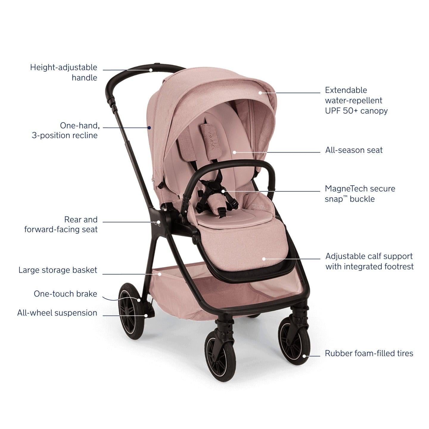 Nuna Strollers - Single Nuna TRIV Next Stroller with Magnetic Buckle | Thistle Collection