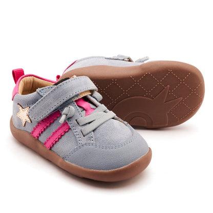Old Soles Girls WOS Ground Sneaker - Dusty Blue Suede/Gold/Rosy