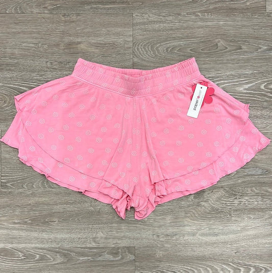 Paper Flower Girls Apparel Paper Flower All over print floral ruffle short - candy pink