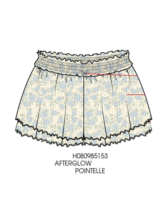 Paper Flower Afterglow / 7/8 Paper Flower Girls Floral Smocked Waistband Skort - Afterglow