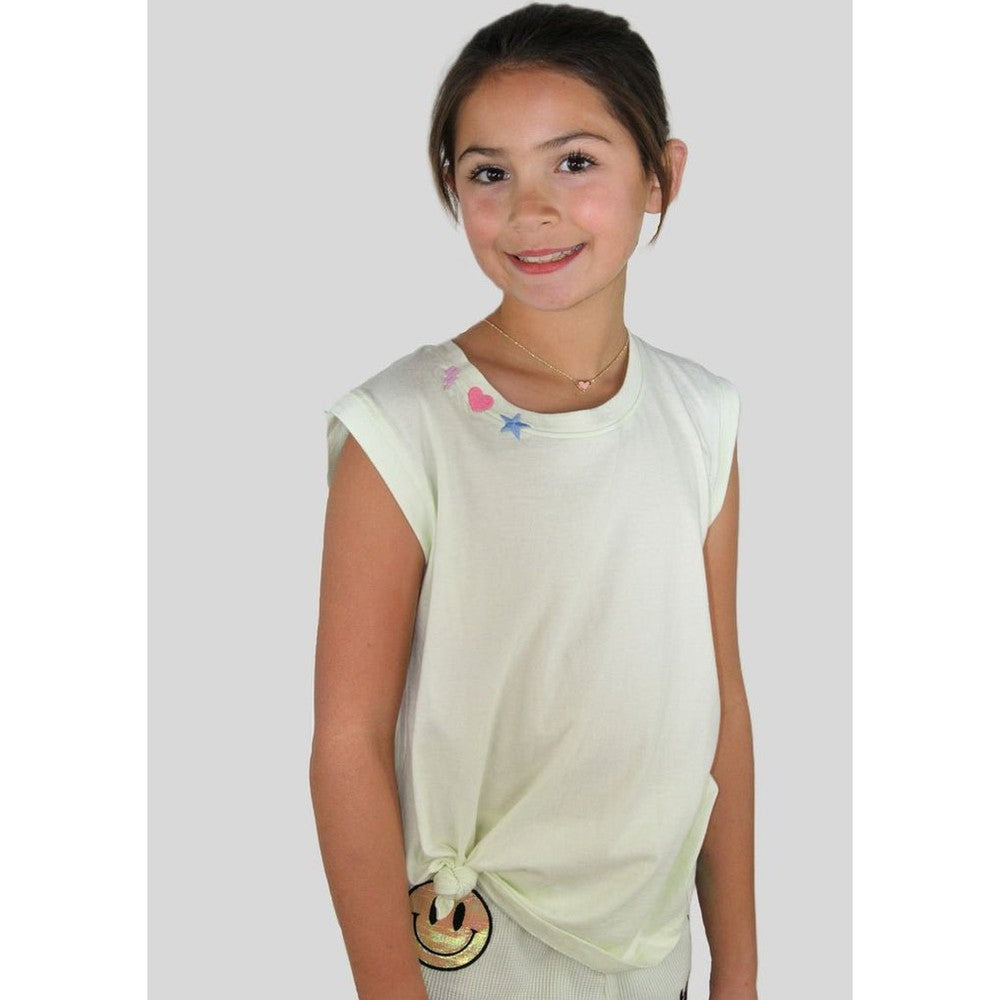 Paper Flower Girls Knotted Front Happy Face & Donuts T-Shirt babysupermarket