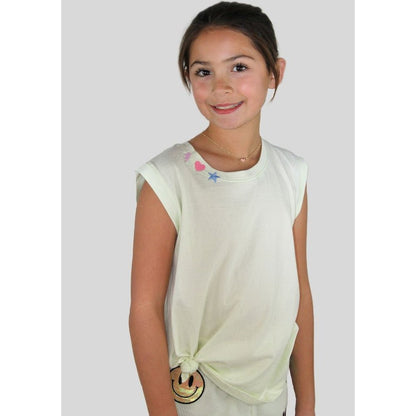 Paper Flower Girls Knotted Front Happy Face & Donuts T-Shirt babysupermarket