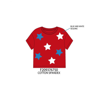 Paper Flower Girls Shirts High Risk Red / Small Paper Flower Girls White & Blue Sequins Stars Shirt