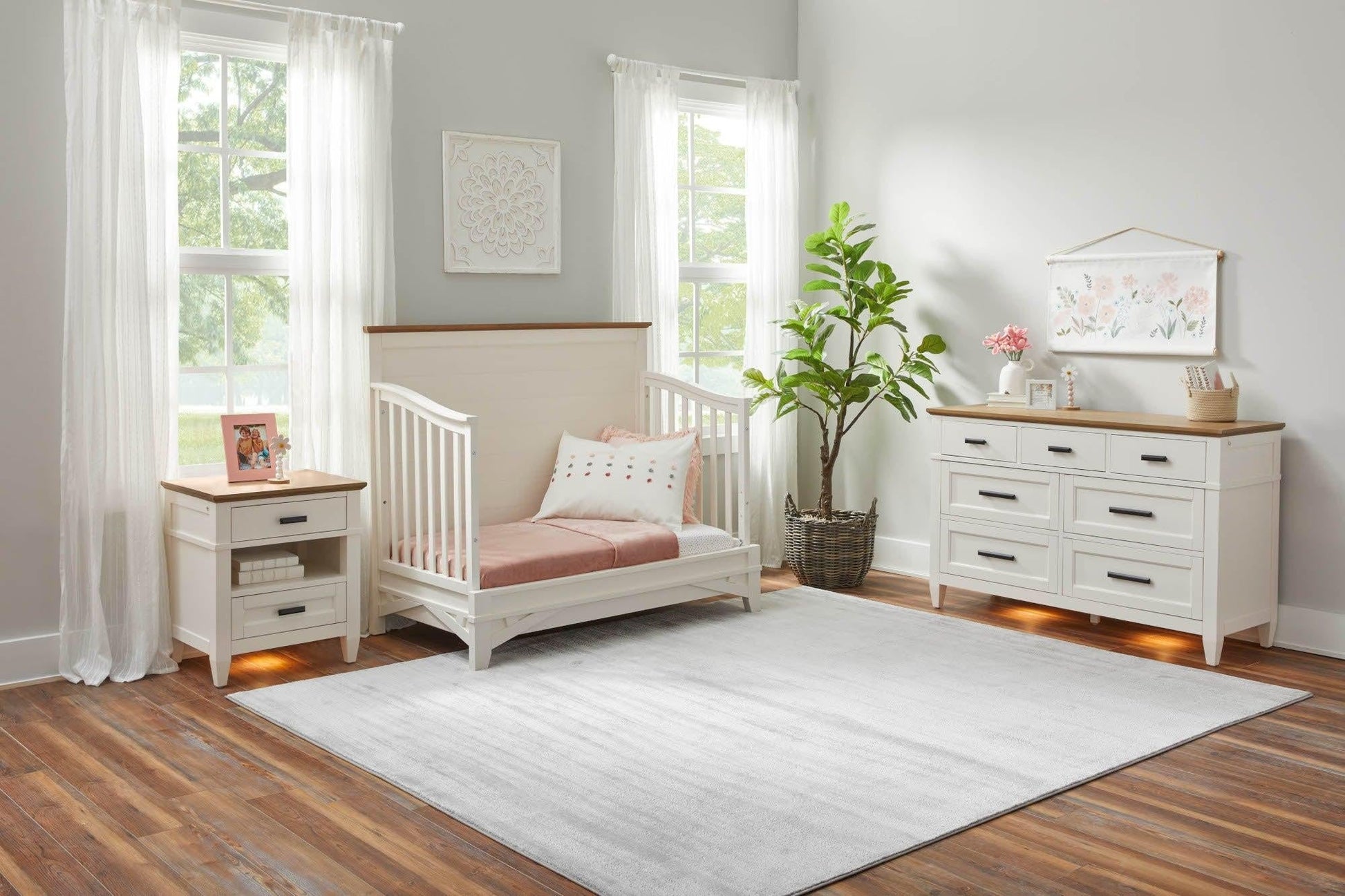 Parker House Dressers Linen / Warm Oak Parker House Artisan 7-Drawer Dresser with Lights