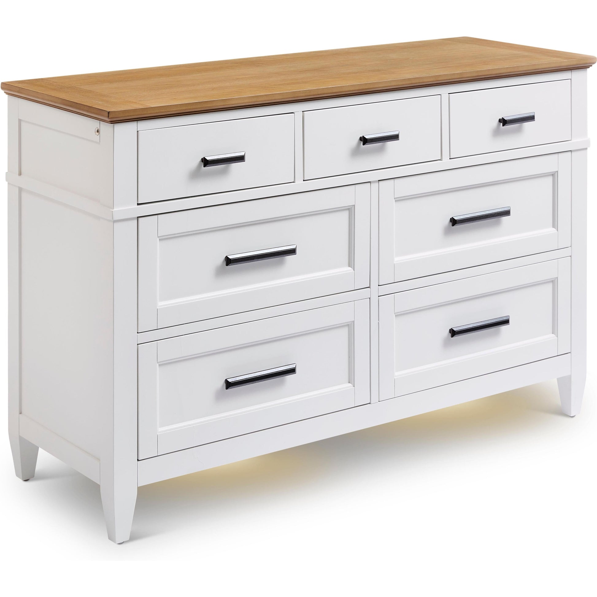 Parker House Dressers Linen / Warm Oak Parker House Artisan 7-Drawer Dresser with Lights