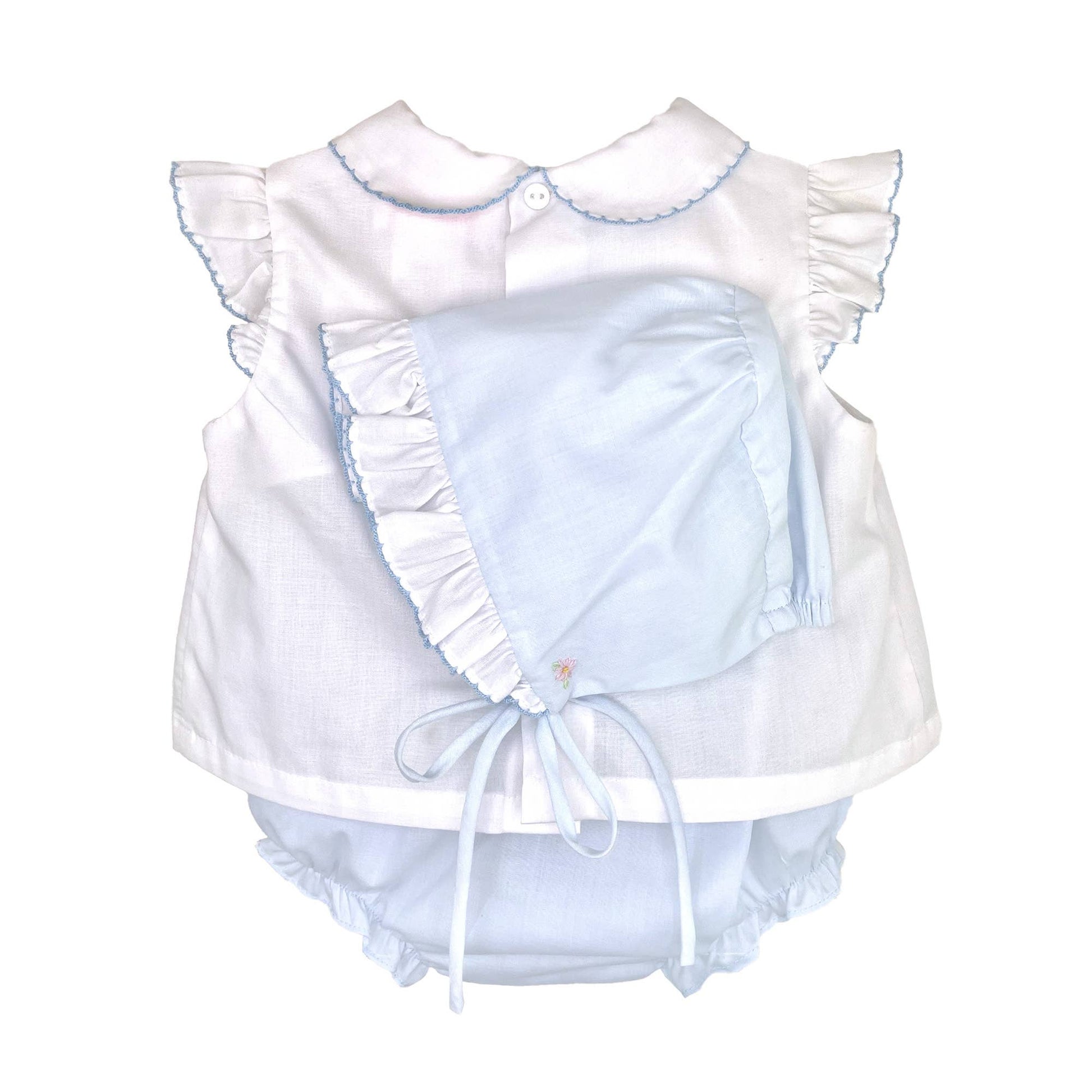 Petit Ami Girls Boat Shadow Stitched Diaper Set