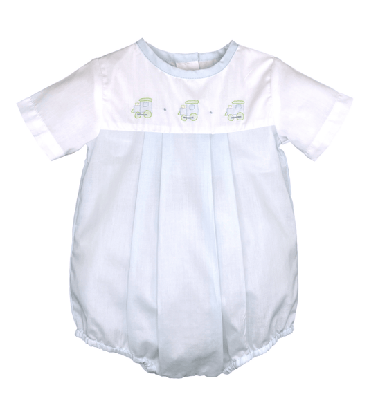 Petit Ami Boys Apparel / Outfits / Toddler Blue / Newborn Petit Ami Train Shadow Stitch Blue Bubble