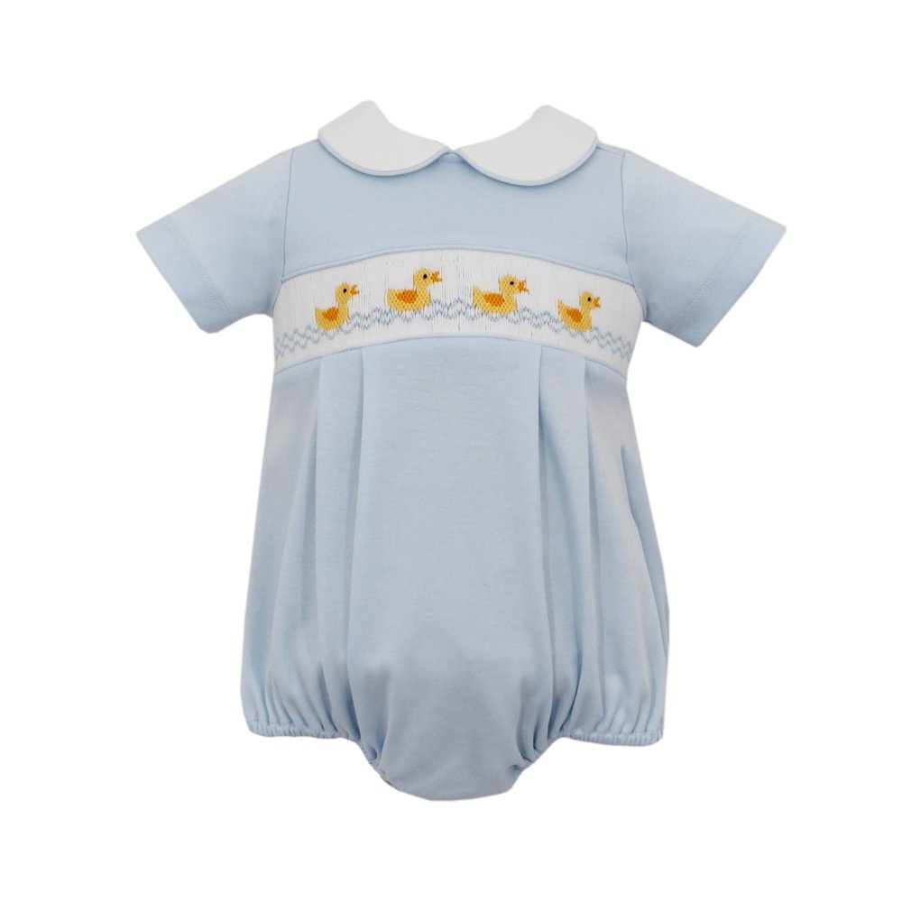 Petit Bebe Boys Ducks Light Blue Knit Bubble