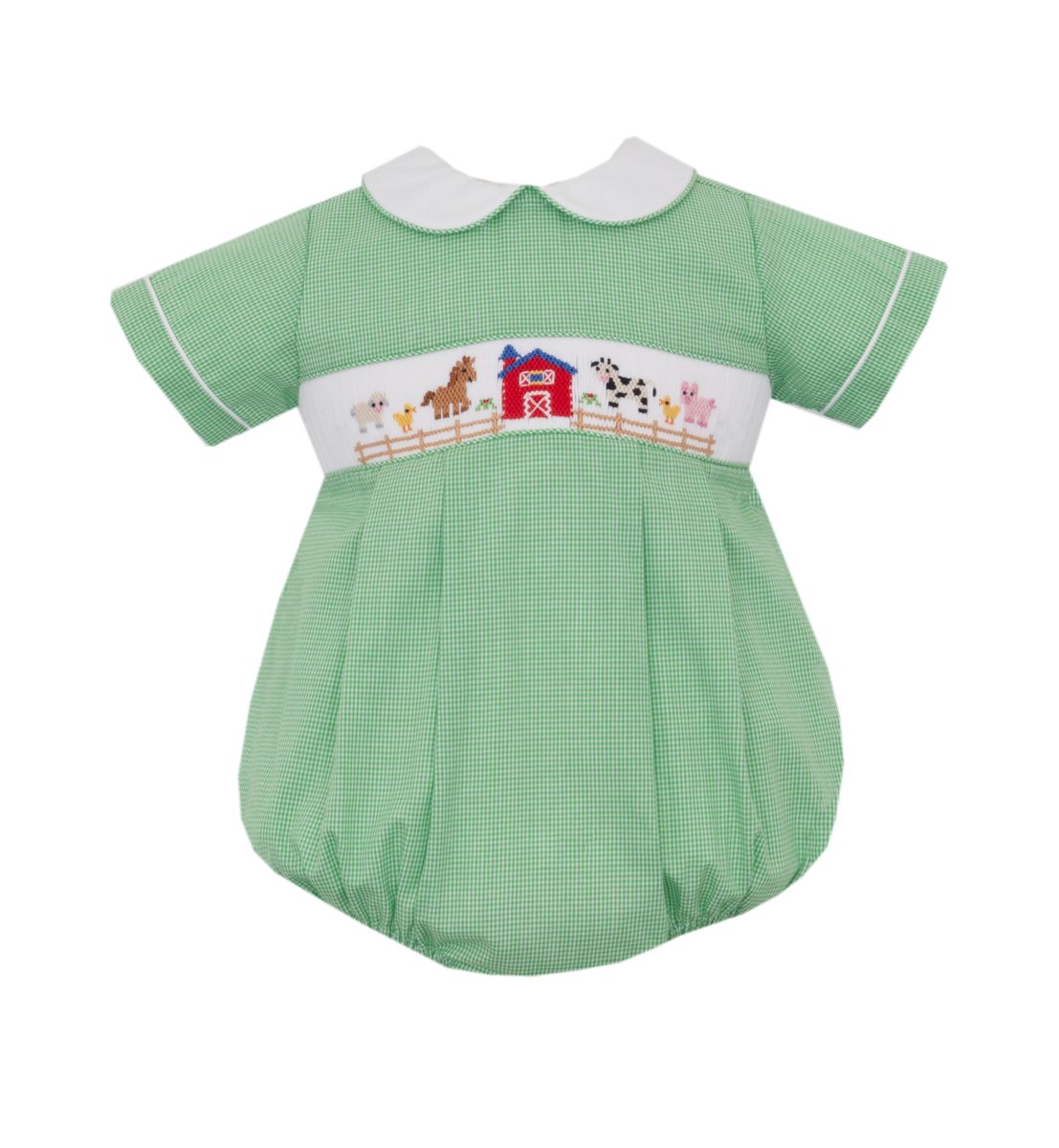 Petit Bebe Infant Boy Green / 3 Mo Petit Bebe Boys Farm Green Gingham Bubble