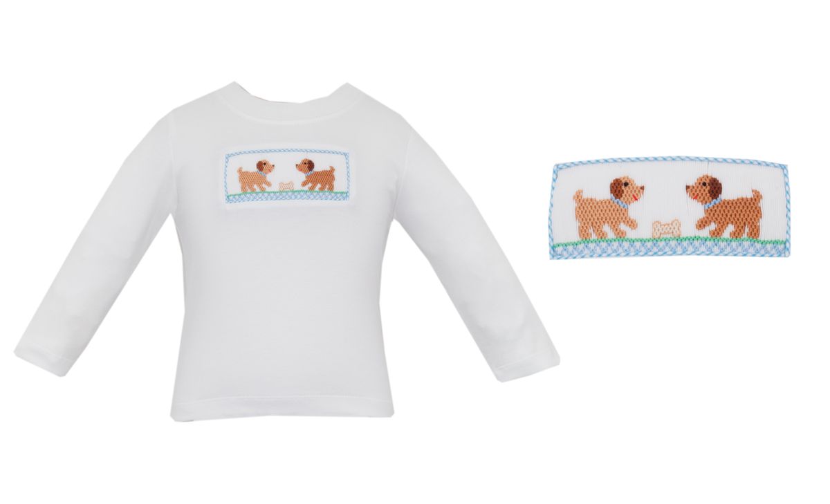 Petit Bebe Boys Playsets Light Blue / 2 Toddler Petit Bebe Boys Puppies Light Blue Check Pant Set