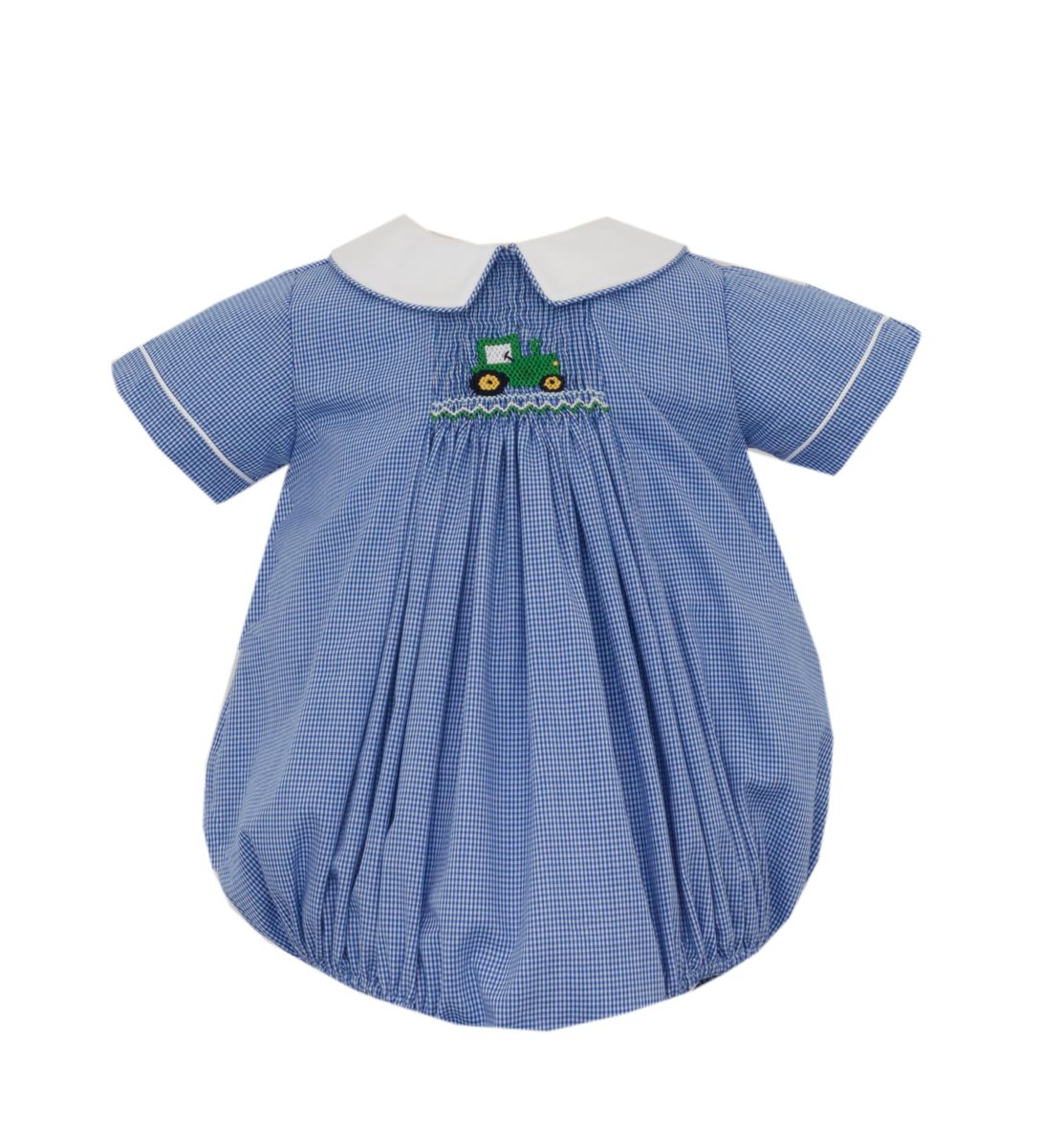 Petit Bebe Infant Boy Royal Blue / 3 Mo Petit Bebe Boys Tractors Royal Microcheck Bubble