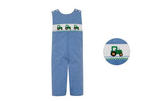 Petit Bebe Infant Boy Royal Blue / 12 Mo Petit Bebe Boys Tractors Royal Microcheck Longall