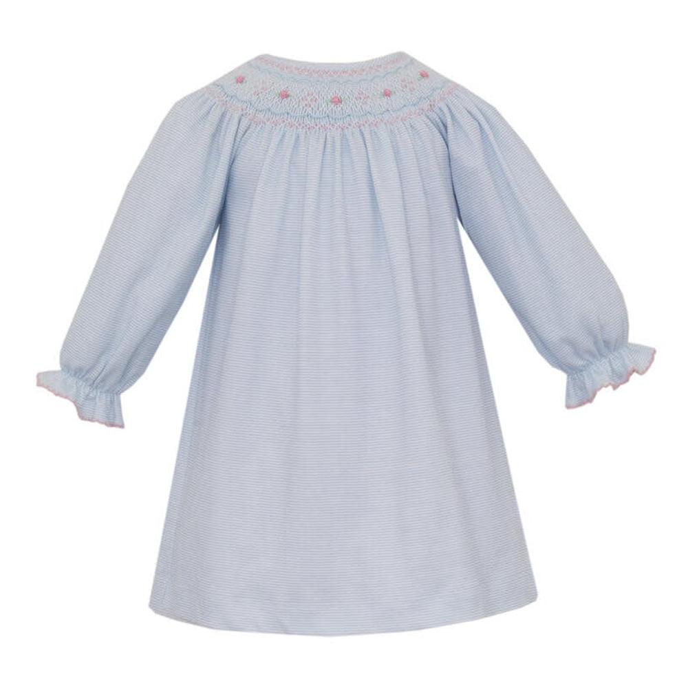 Petit Bebe General Light Blue / 3 Mo Petit Bebe Cindy Light Blue Knit Pin Stripe LS Bishop