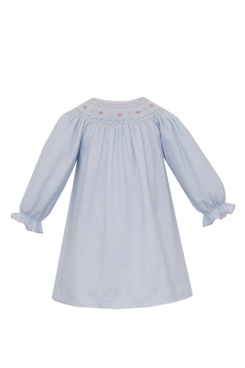 Petit Bebe Cindy Light Blue Knit Pin Stripe LS Bishop