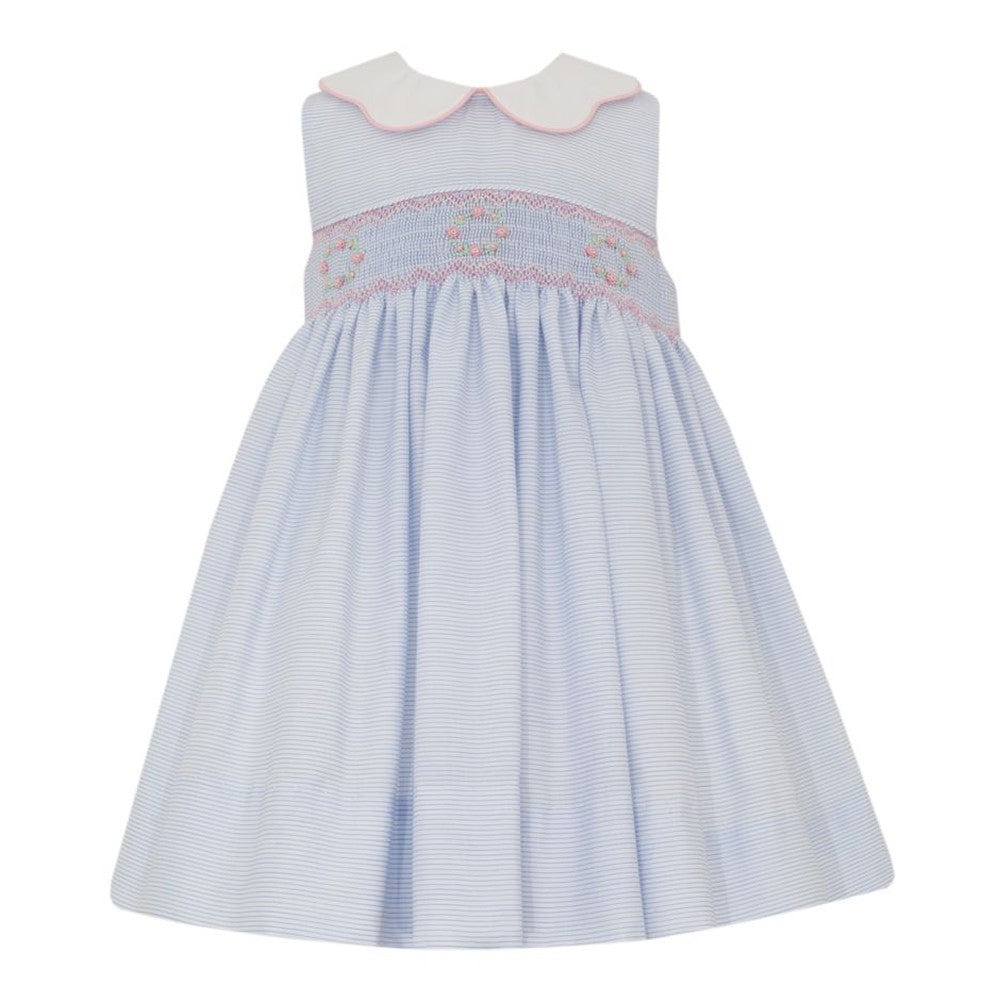 Petit BebePetit Bebe Girls Blue Tiny Stripe Riley DressBabysupermarket