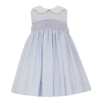 Petit BebePetit Bebe Girls Blue Tiny Stripe Riley DressBabysupermarket