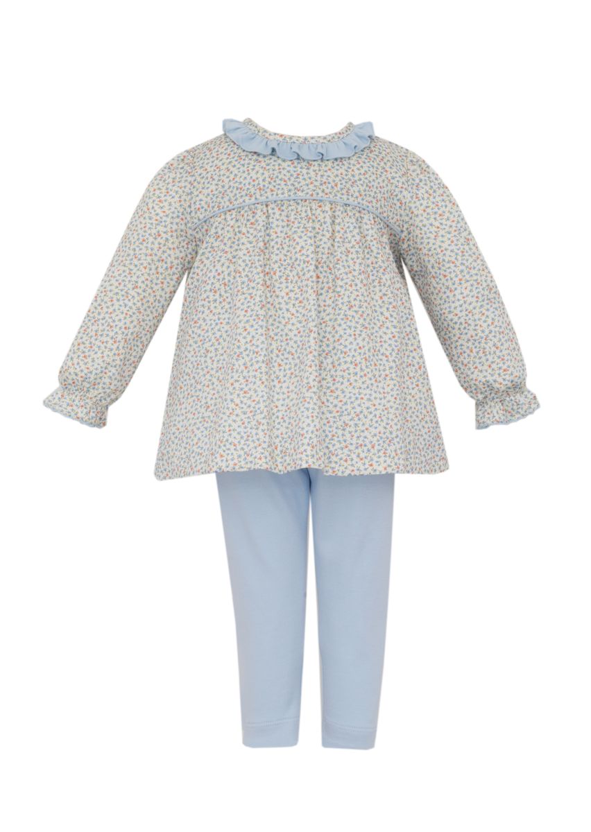 Petit Bebe Girls Play Sets Light Blue / 12 Mo Petit Bebe Girls Light Blue & Orange Floral Knit Legging Set