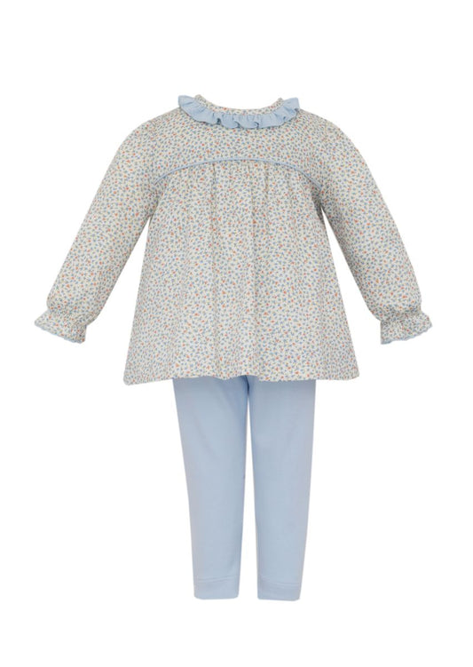 Petit Bebe Girls Play Sets Light Blue / 12 Mo Petit Bebe Girls Light Blue & Orange Floral Knit Legging Set