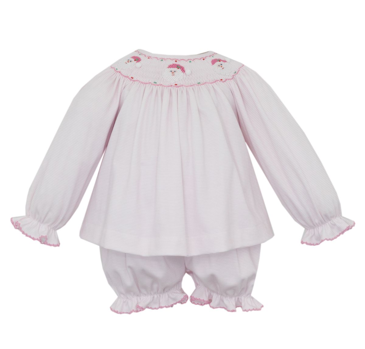 Petit Bebe Infant Girl Pink / 3 Mo Petit Bebe Girls Santa Face Knit Bishop Bloomer Set