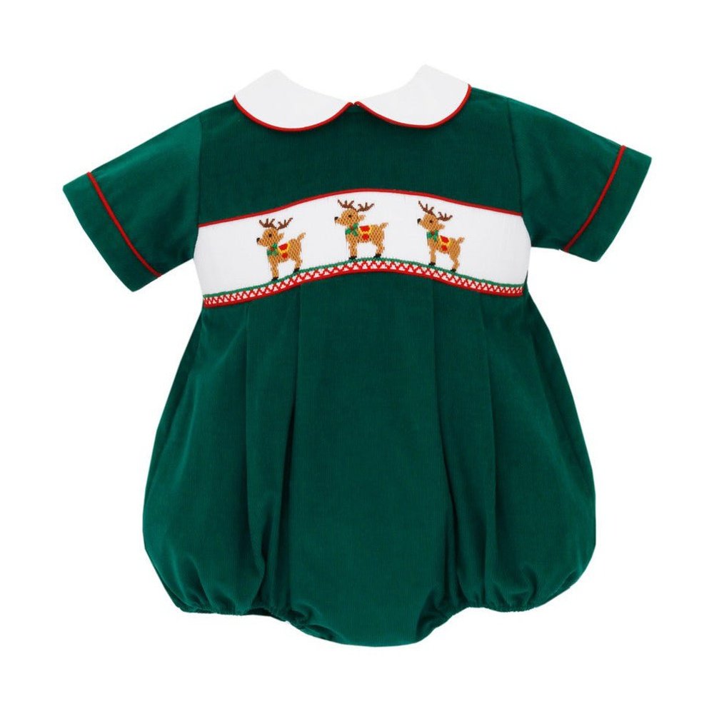 Petit Bebe Green Cord Reindeer Bubble