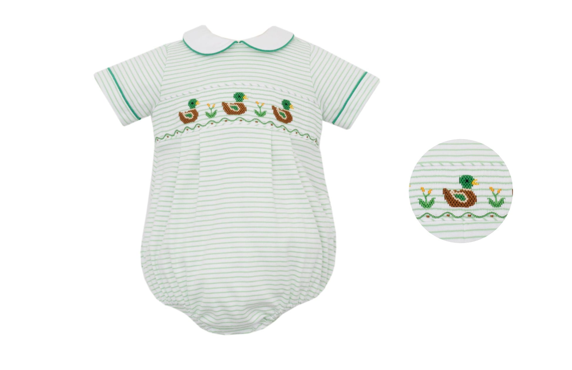 Petit Bebe Mallard Duck Green Knit Stripe Bubble