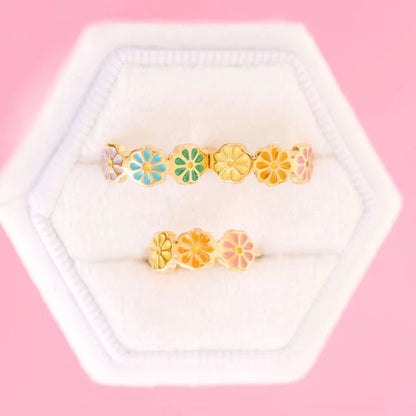 Pierced Girls Rainbow Daisy Huggies