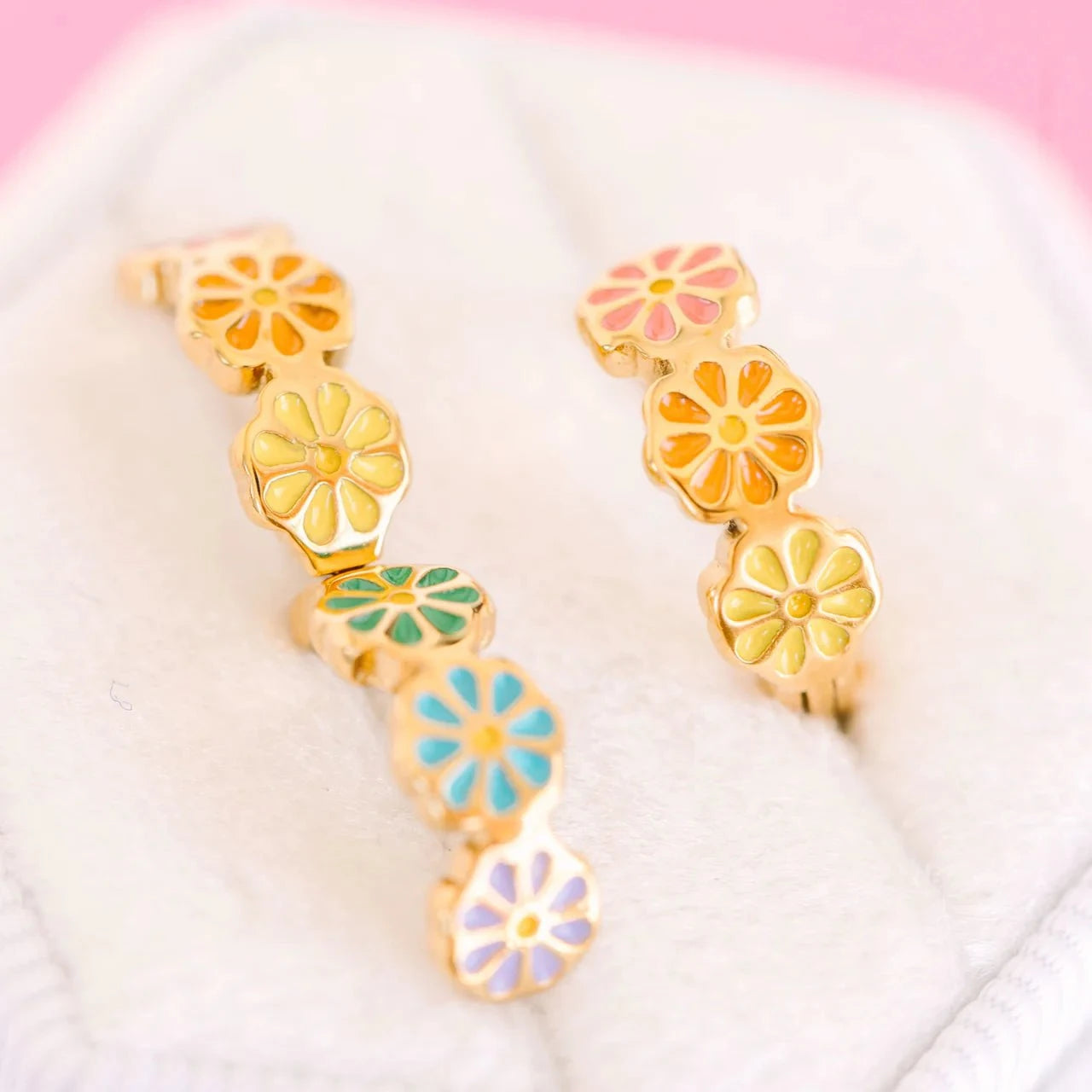 Pierced Girls Rainbow Daisy Huggies
