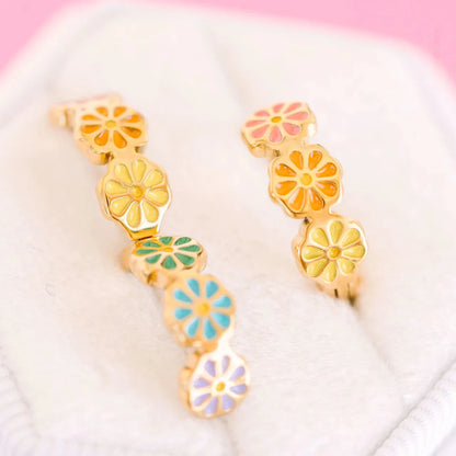 Pierced Girls Rainbow Daisy Huggies