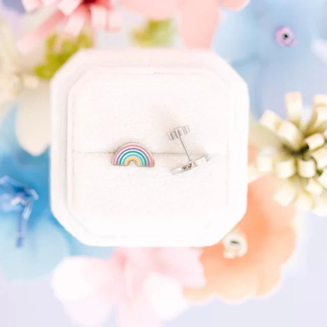 Pierced Girls Silver Rainbow Earrings