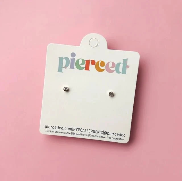 Pierced Co Pierced Girls Tiny Diamond Earrings