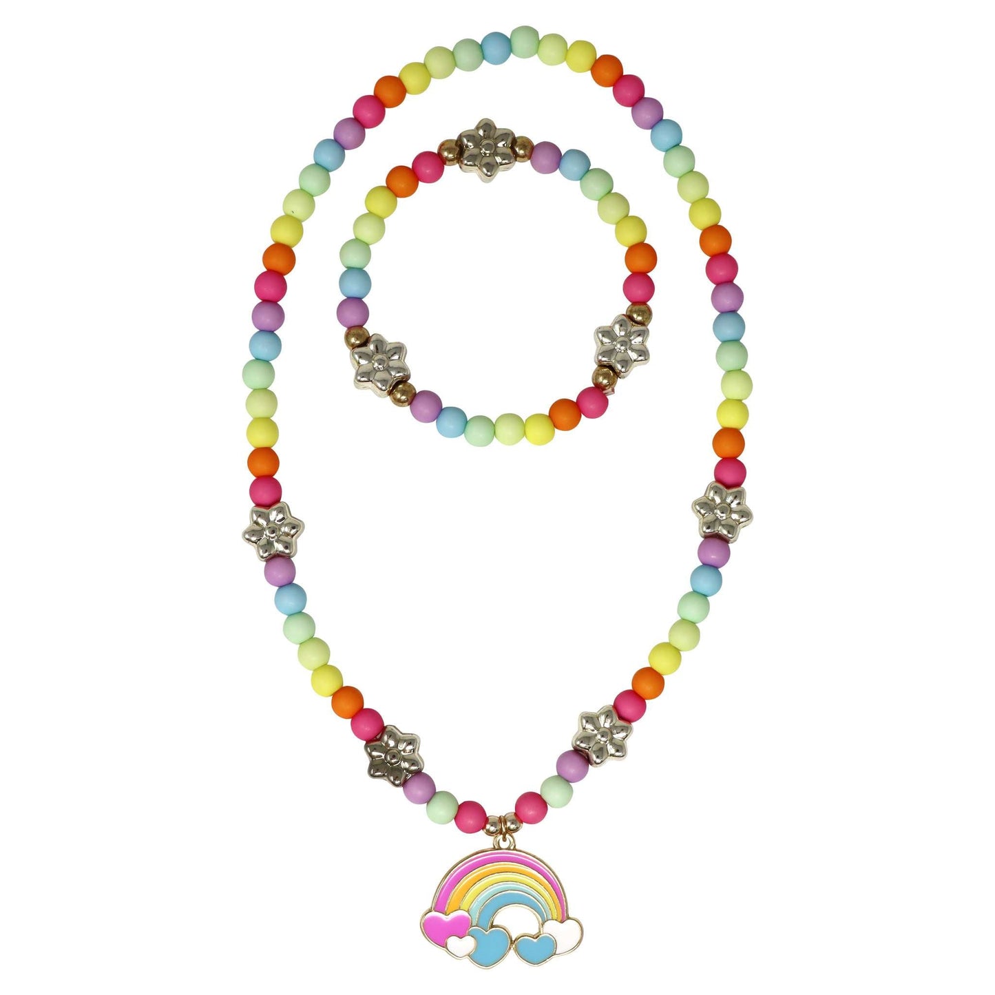 Pink Poppy Pink Poppy Girls Daisy Rainbow Necklace & Bracelet Set