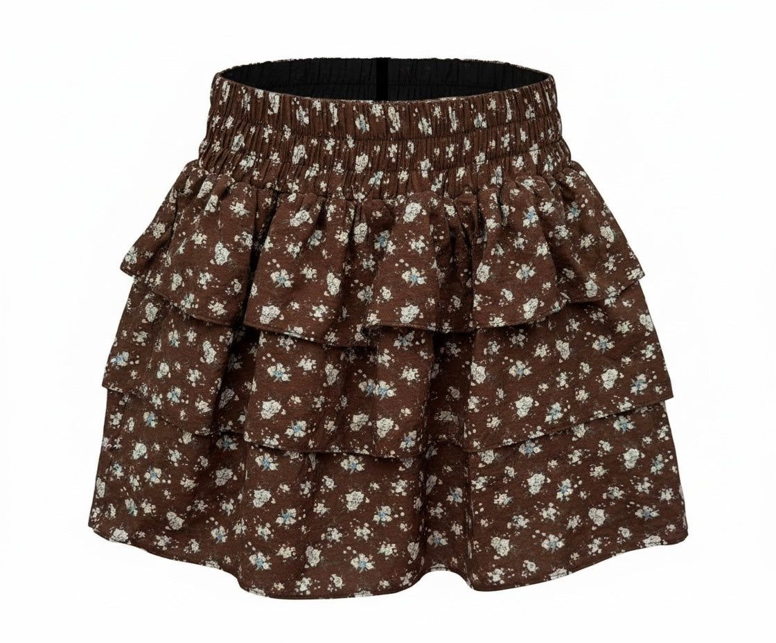 Pleat Girls Skirts Espresso Bouquets / 7 Pleat Abby Skort - Espresso Bouquets