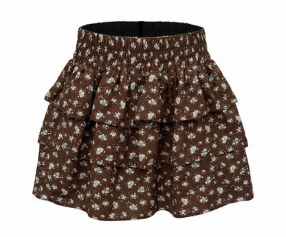 Pleat Girls Skirts Espresso Bouquets / 7 Pleat Abby Skort - Espresso Bouquets