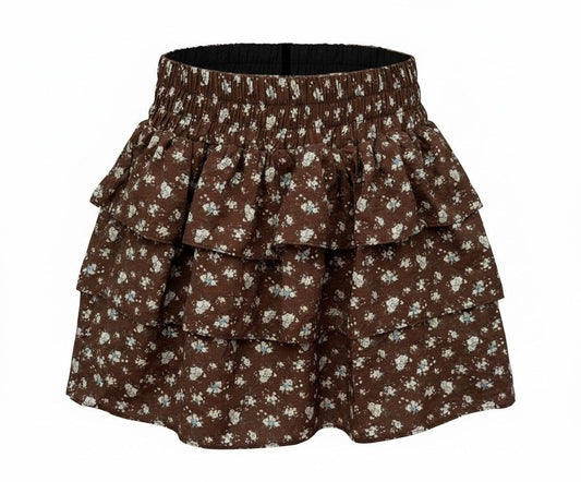 Pleat Girls Skirts Espresso Bouquets / 7 Pleat Abby Skort - Espresso Bouquets