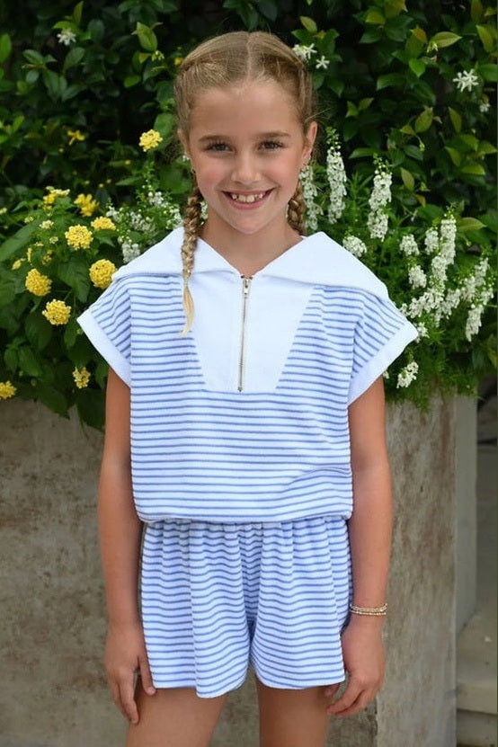 PleatPleat Carlisle Short - Blue/White French TerryBabysupermarket