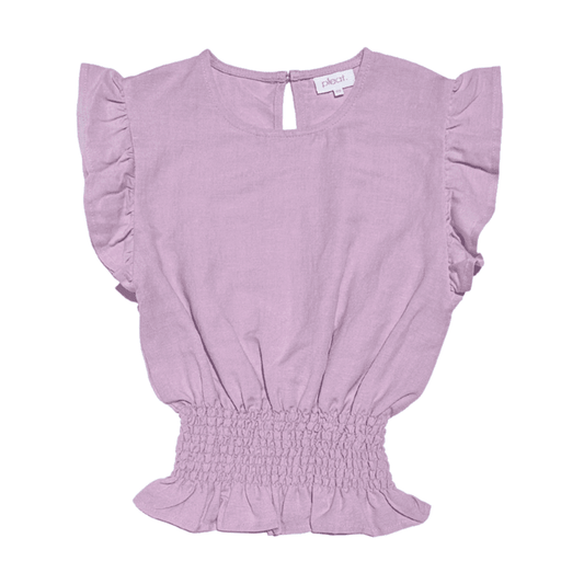 Pleat Cille Top Lilac Linen