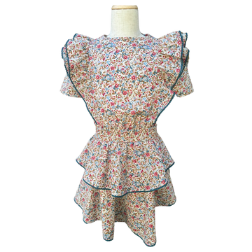 Pleat Jewel Floral / 7 Pleat Collier Dress Jewel Floral