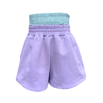 Pleat Purple / 7 Pleat Comer Double Banded Shorts Purple