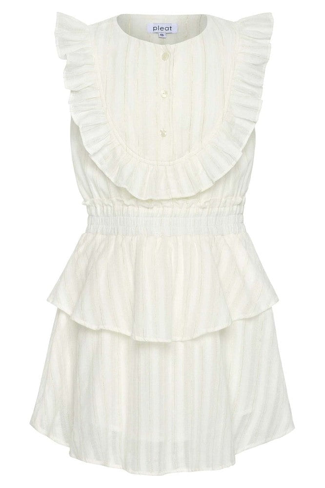 PleatPleat Jane Dress - White/GoldBabysupermarket