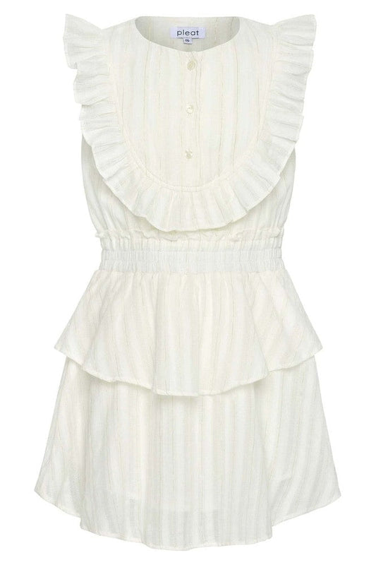 PleatPleat Jane Dress - White/GoldBabysupermarket