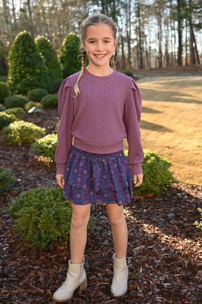Pleat Girls Shirts Pleat Jane Sweatshirt - Textured Plum