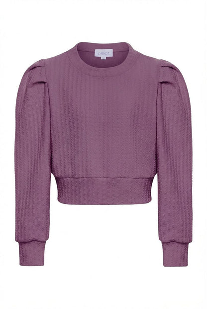 Pleat Girls Shirts Plum / 7 Pleat Jane Sweatshirt - Textured Plum
